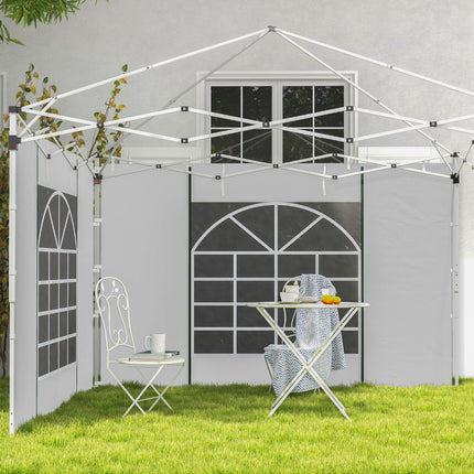 Set of 2 Gazebo Side Panels with Windows and Zipped Doors for 3x3m or 3x6m Canopy - White