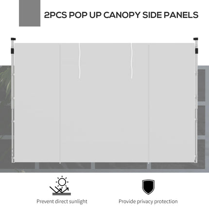 Set of 2 Gazebo Side Panels with Windows and Zipped Doors for 3x3m or 3x6m Canopy - White