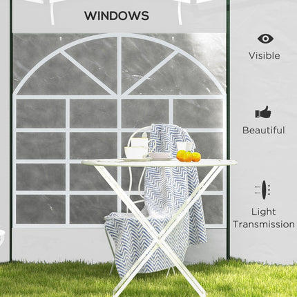 Set of 2 Gazebo Side Panels with Windows and Zipped Doors for 3x3m or 3x6m Canopy - White