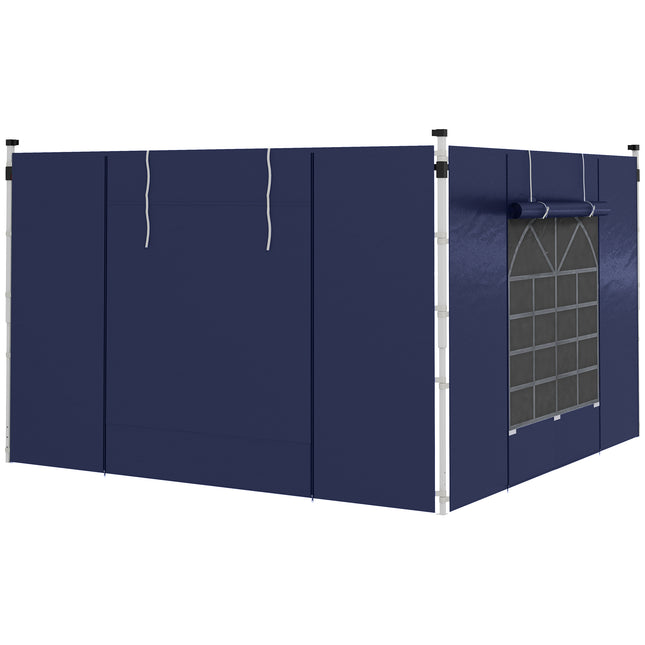 Set of 2 Gazebo Side Walls with Windows and Doors for 3x3/3x6m Canopy - Blue