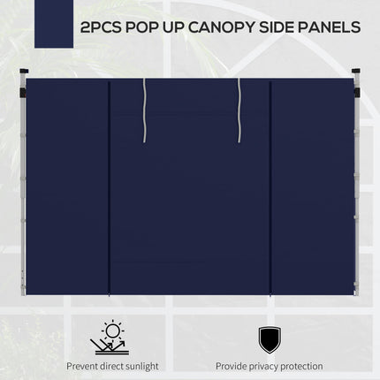 Set of 2 Gazebo Side Walls with Windows and Doors for 3x3/3x6m Canopy - Blue