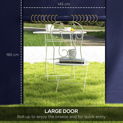 Set of 2 Gazebo Side Walls with Windows and Doors for 3x3/3x6m Canopy - Blue
