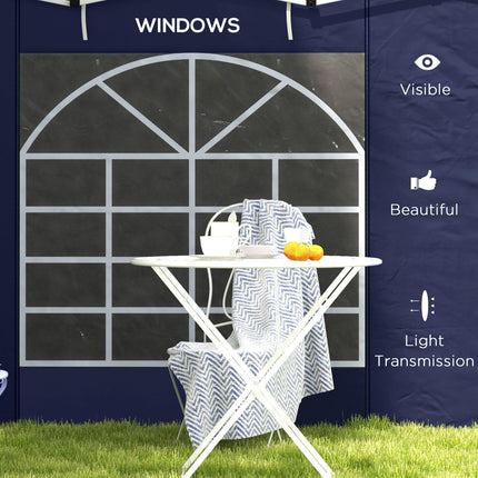 Set of 2 Gazebo Side Walls with Windows and Doors for 3x3/3x6m Canopy - Blue
