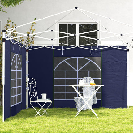Set of 2 Gazebo Side Walls with Windows and Doors for 3x3/3x6m Canopy - Blue