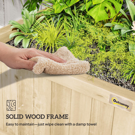 Raised Wooden Garden Bed with Trellis and Drainage Holes - Natural Finish