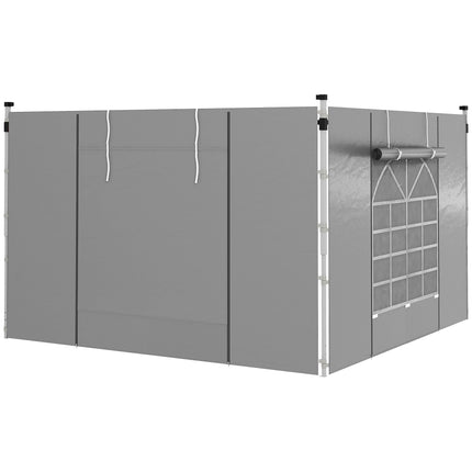 Set of 2 Gazebo Side Panels with Windows and Zipped Doors for 3x3/3x6m Canopy - Light Grey