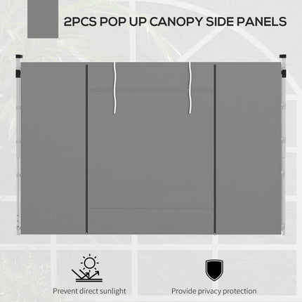 Set of 2 Gazebo Side Panels with Windows and Zipped Doors for 3x3/3x6m Canopy - Light Grey
