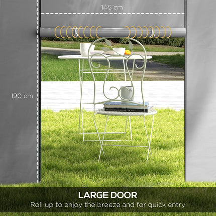 Set of 2 Gazebo Side Panels with Windows and Zipped Doors for 3x3/3x6m Canopy - Light Grey