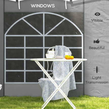 Set of 2 Gazebo Side Panels with Windows and Zipped Doors for 3x3/3x6m Canopy - Light Grey