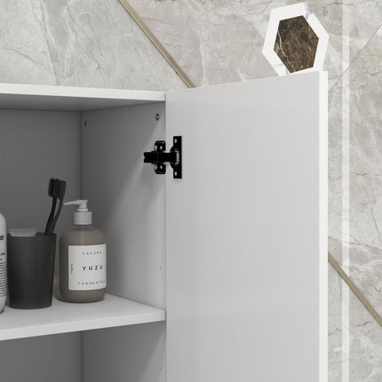 Slim Multi-Storage Bathroom Cabinet with Adjustable Shelves - High Gloss White