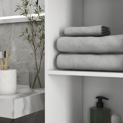 Slim Multi-Storage Bathroom Cabinet with Adjustable Shelves - High Gloss White