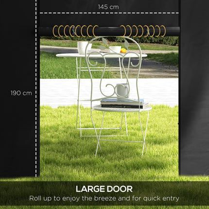 Set of 2 Gazebo Side Panels with Windows and Zipped Doors for 3x3/3x6m Canopy - Black