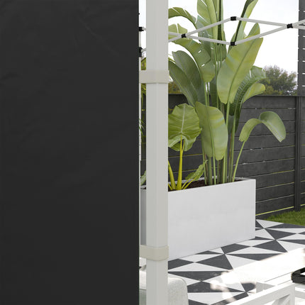 Set of 2 Gazebo Side Panels with Windows and Zipped Doors for 3x3/3x6m Canopy - Black