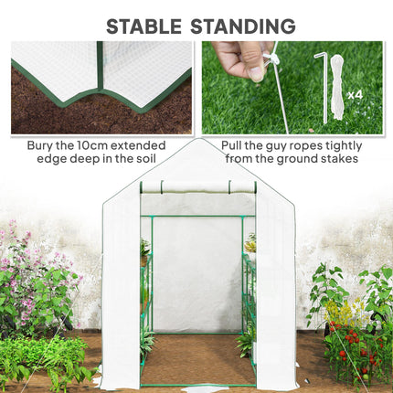 Walk-In Greenhouse with 3 Tier Shelves and PE Cover - Green