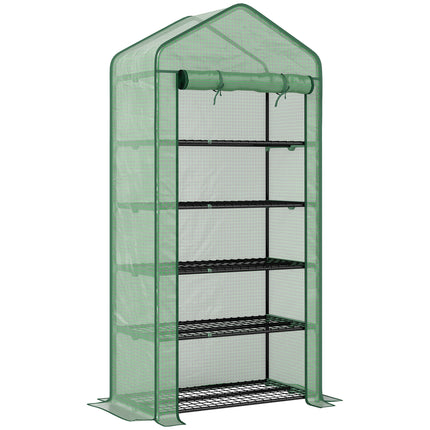 5 Tier Portable Mini Greenhouse with Reinforced PE Cover - Green