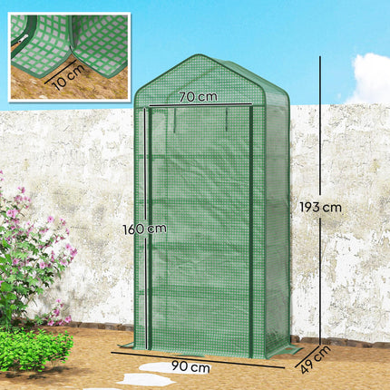 5 Tier Portable Mini Greenhouse with Reinforced PE Cover - Green