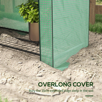 4 Tier Portable Mini Greenhouse with Reinforced PE Cover - Green