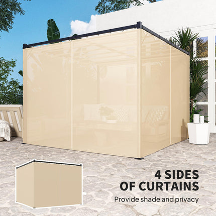 3 x 3 Metre Retractable Pergola with Curtains and Durable Metal Frame - Beige