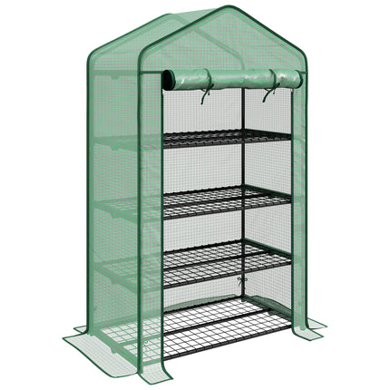Four-Tier Mini Greenhouse with Reinforced Plastic Cover - Green