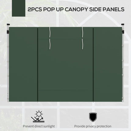 Set of 2 Gazebo Side Panels with Windows and Zipped Doors for 3x3/3x6m Canopy - Green