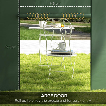 Set of 2 Gazebo Side Panels with Windows and Zipped Doors for 3x3/3x6m Canopy - Green