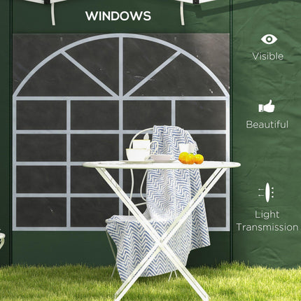 Set of 2 Gazebo Side Panels with Windows and Zipped Doors for 3x3/3x6m Canopy - Green