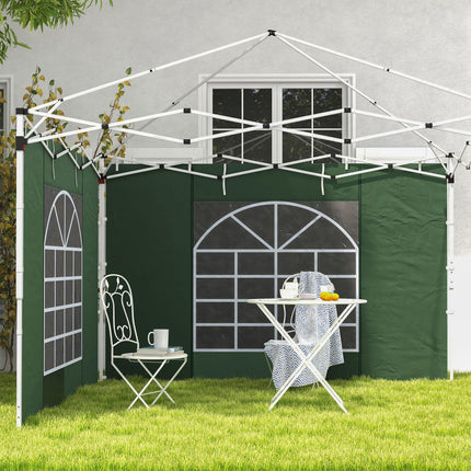 Set of 2 Gazebo Side Panels with Windows and Zipped Doors for 3x3/3x6m Canopy - Green