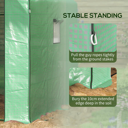 Walk-in Greenhouse with 3 Tier Shelves and Reinforced PE Cover - Green