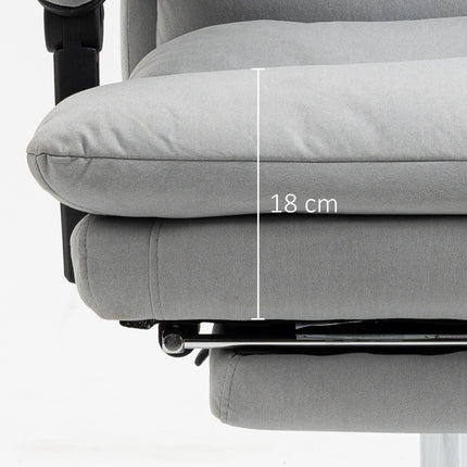 Vibration Massage Office Chair with Heat, Reclining Back, Footrest & Armrest, Microfibre Double Padding - Grey