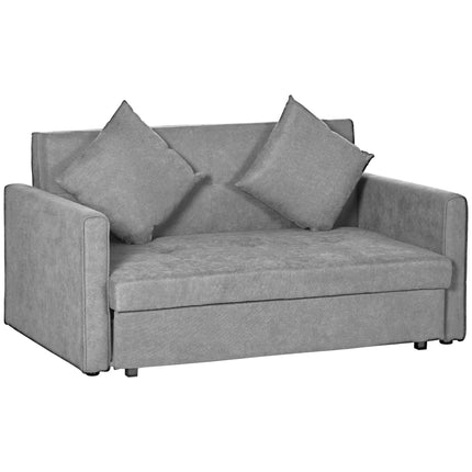 2 Seater Convertible Sofa Bed with Cushions and Hidden Storage - Light Grey