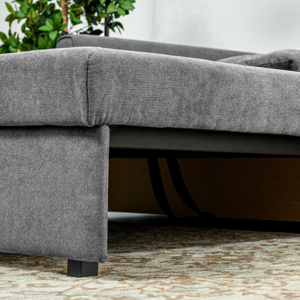 2 Seater Convertible Sofa Bed with Cushions and Hidden Storage - Light Grey