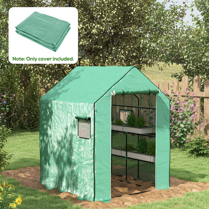 Outsunny Greenhouse Replacement Cover with Roll-up Door and Windows - Green