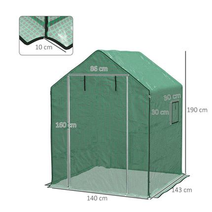 Outsunny Greenhouse Replacement Cover with Roll-up Door and Windows - Green