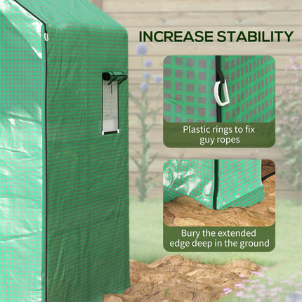 Outsunny Greenhouse Replacement Cover with Roll-up Door and Windows - Green
