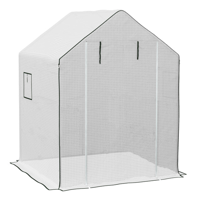 Outsunny Greenhouse Cover Replacement with Roll-Up Door and Windows - White