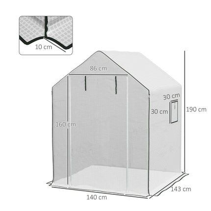 Outsunny Greenhouse Cover Replacement with Roll-Up Door and Windows - White