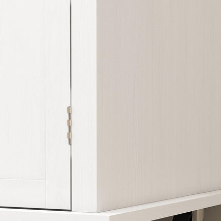 Rolling Kitchen Island Storage Trolley with Drawers & Rubberwood Top - White