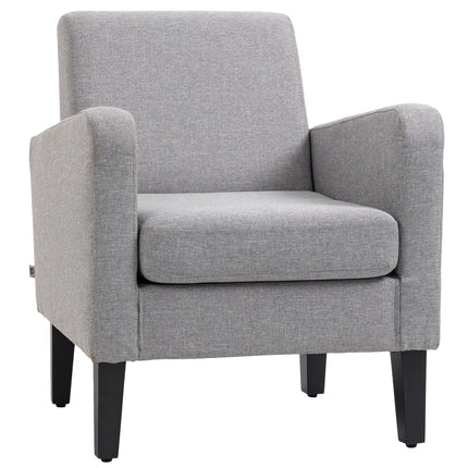 Modern Accent Chair with Curved Arms and Slanted Backrest - Light Grey