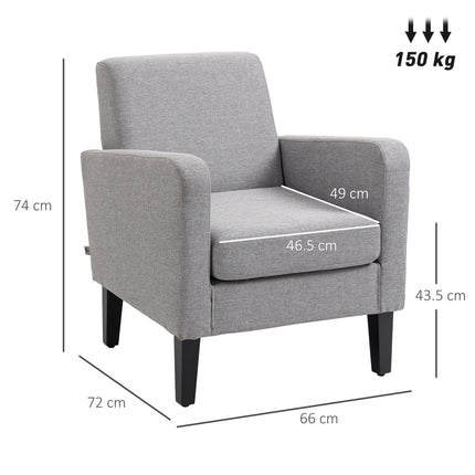 Modern Accent Chair with Curved Arms and Slanted Backrest - Light Grey