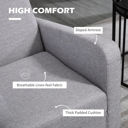 Modern Accent Chair with Curved Arms and Slanted Backrest - Light Grey