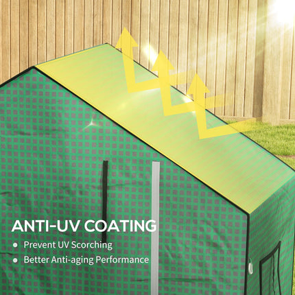 Outsunny Greenhouse Cover Replacement with Roll-up Door & Windows 140x73x190cm - Green