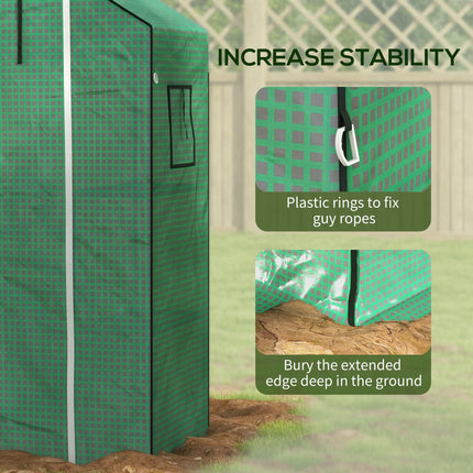 Outsunny Greenhouse Cover Replacement with Roll-up Door & Windows 140x73x190cm - Green