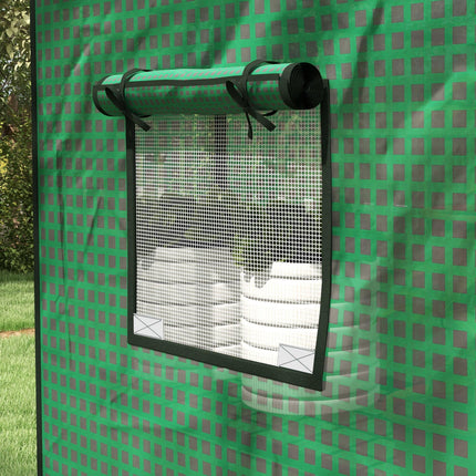 Outsunny Greenhouse Cover Replacement with Roll-up Door & Windows 140x73x190cm - Green