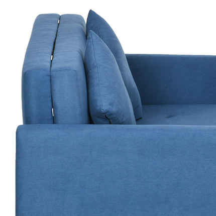 2 Seater Convertible Sofa Bed with Cushions and Hidden Storage - Dark Blue