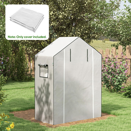 Outsunny Greenhouse Cover Replacement with Roll-Up Door and Windows 190x140x73cm - White
