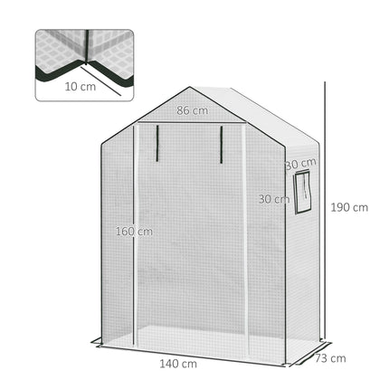 Outsunny Greenhouse Cover Replacement with Roll-Up Door and Windows 190x140x73cm - White