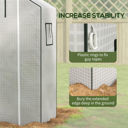 Outsunny Greenhouse Cover Replacement with Roll-Up Door and Windows 190x140x73cm - White
