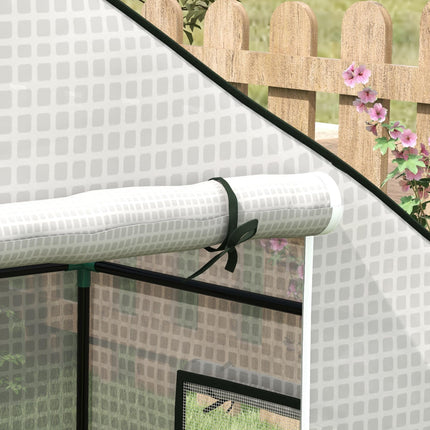 Outsunny Greenhouse Cover Replacement with Roll-Up Door and Windows 190x140x73cm - White