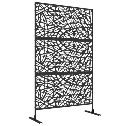 Metal Decorative Outdoor Privacy Screen Divider 122x45x198 cm - Black Steel