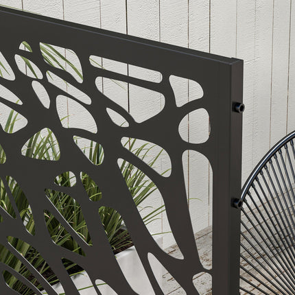 Metal Decorative Outdoor Privacy Screen Divider 122x45x198 cm - Black Steel